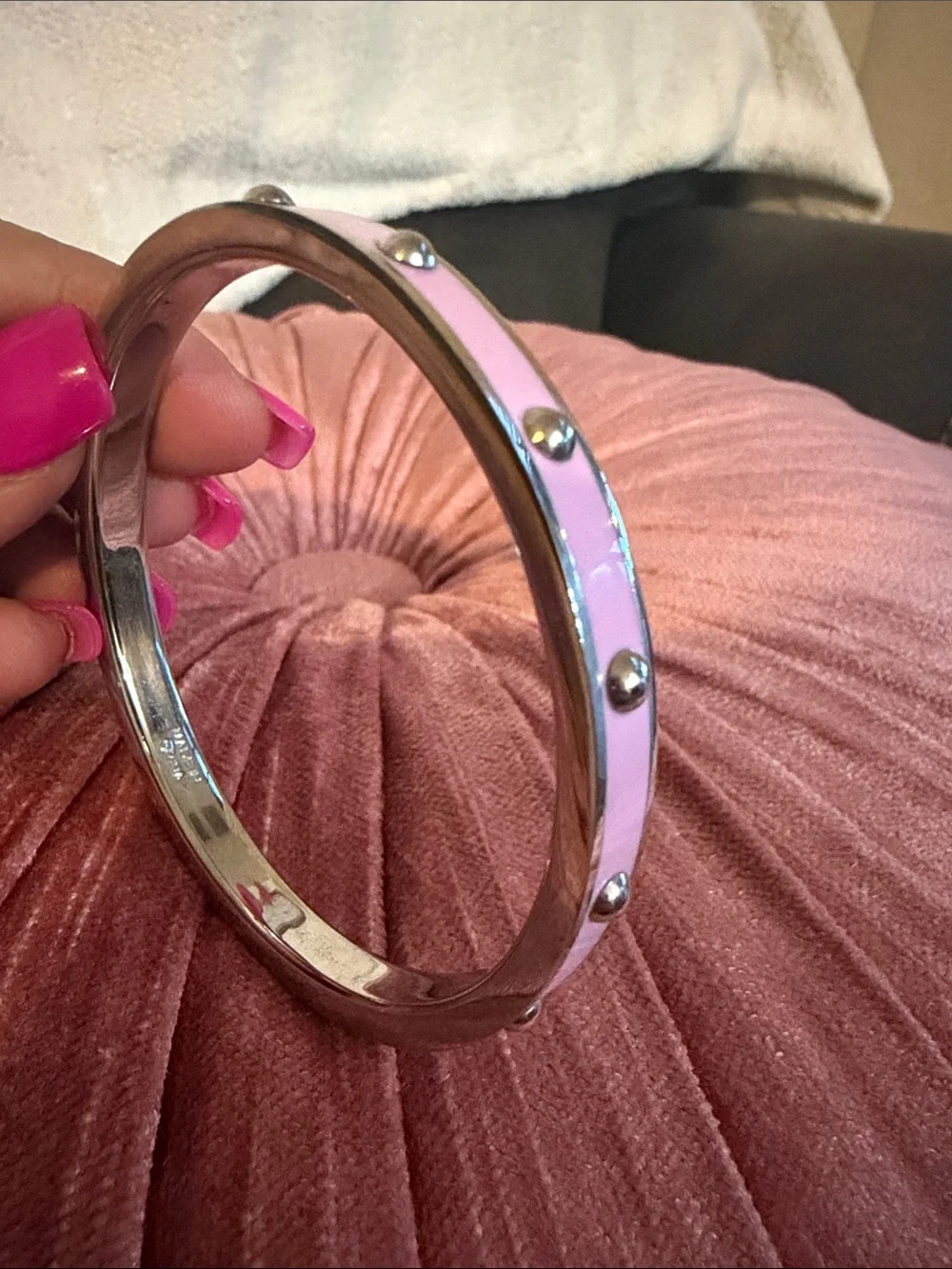 Pink Studded Bangle Bracelet - Women's Fashion Accessory